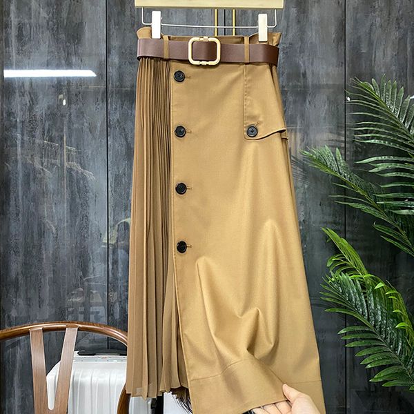 vintage patchwork high waist sashes half-body pleated all-match skirt women fashion khaki bottom clothing summer 210510, Black
vintage patchwork high waist sashes half-body pleated all-match skirt women fashion khaki bottom clothing summer 210510, Black