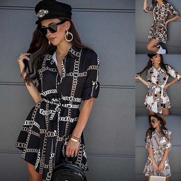 lugentolo shirt dress women summer fashion printed sashes turn-down collar 3/4sleeve dresses casual, Black;gray
lugentolo shirt dress women summer fashion printed sashes turn-down collar 3/4sleeve dresses casual, Black;gray
