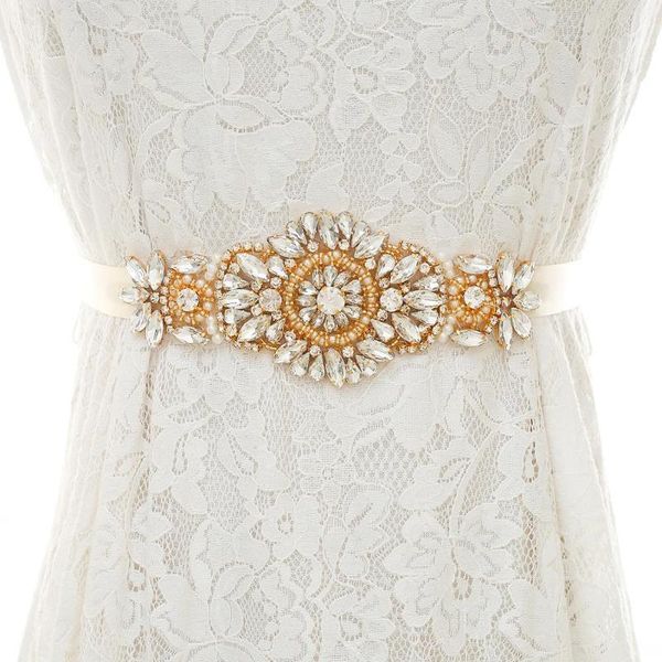 wedding sashes sesthfar gold rhinestones bridal belt satin ribbons sash crystal for women dresses, White
wedding sashes sesthfar gold rhinestones bridal belt satin ribbons sash crystal for women dresses, White