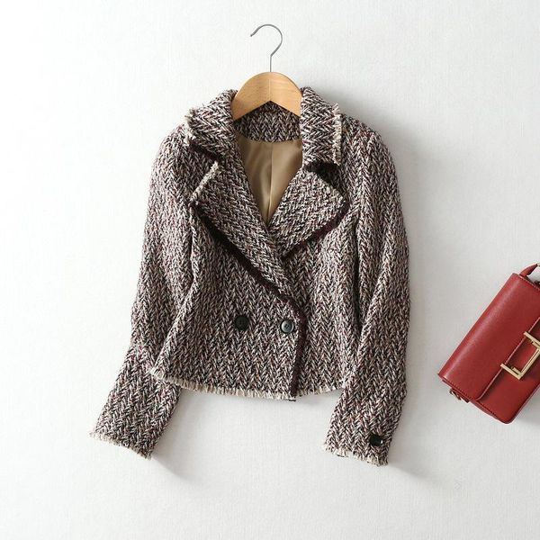 women's jackets 2021 autumn winter women tweed jacket tassel fringed office lady outerwear female slim double breasted short co, Black;brown
women's jackets 2021 autumn winter women tweed jacket tassel fringed office lady outerwear female slim double breasted short co, Black;brown