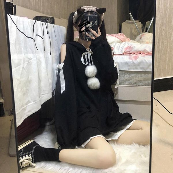 off shoulder kawaii women black hoodie harajuku cute long sleeve oversized lace up hooded sweatshirt teen girl lolita clothes women's h
off shoulder kawaii women black hoodie harajuku cute long sleeve oversized lace up hooded sweatshirt teen girl lolita clothes women's h