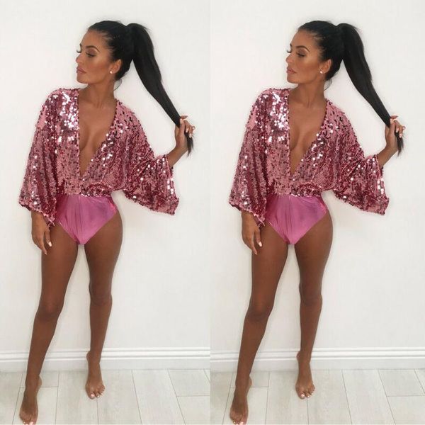 women's jumpsuits & rompers sequins bodysuit women bodycon solid jumpsuit romper full sleeve body feminino elegant holiday beachwear 1., Black;white 
women's jumpsuits & rompers sequins bodysuit women bodycon solid jumpsuit romper full sleeve body feminino elegant holiday beachwear 1., Black;white
