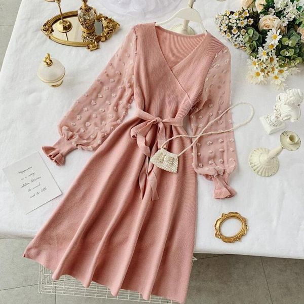 chiffon patchwork long-sleeved knitted dress 2021 v-neck sashes elastic high waist dresses spring autumn elegant women casual, Black;gray
chiffon patchwork long-sleeved knitted dress 2021 v-neck sashes elastic high waist dresses spring autumn elegant women casual, Black;gray
