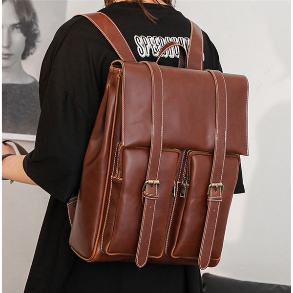 wholesale men bag street trend crazy horse leather backpack college wind belt decoration student bags personalized zipper decorations thread
wholesale men bag street trend crazy horse leather backpack college wind belt decoration student bags personalized zipper decorations thread