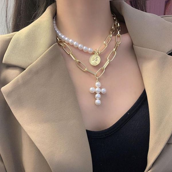 chains punk multi-layer imitation irregular pearl coin pendant choker necklace gold lock chain necklaces for women jewelry, Silver
chains punk multi-layer imitation irregular pearl coin pendant choker necklace gold lock chain necklaces for women jewelry, Silver
