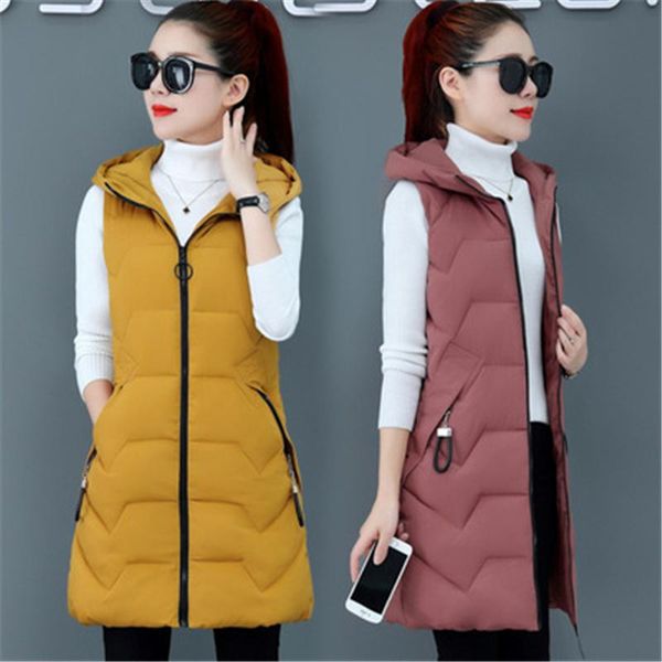 women's vests autumn winter fashion style mid-length solid color hooded zipper thickened warmth down cotton vest women trendy h419, Black;white
women's vests autumn winter fashion style mid-length solid color hooded zipper thickened warmth down cotton vest women trendy h419, Black;white