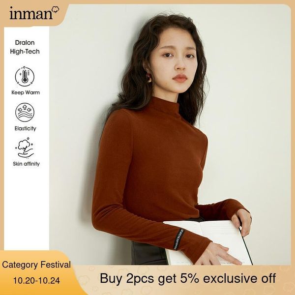 women's t-shirt inman autumn winter women pure color elastic cloth slim simple turtleneck coffee red casual long sleeve, White
women's t-shirt inman autumn winter women pure color elastic cloth slim simple turtleneck coffee red casual long sleeve, White