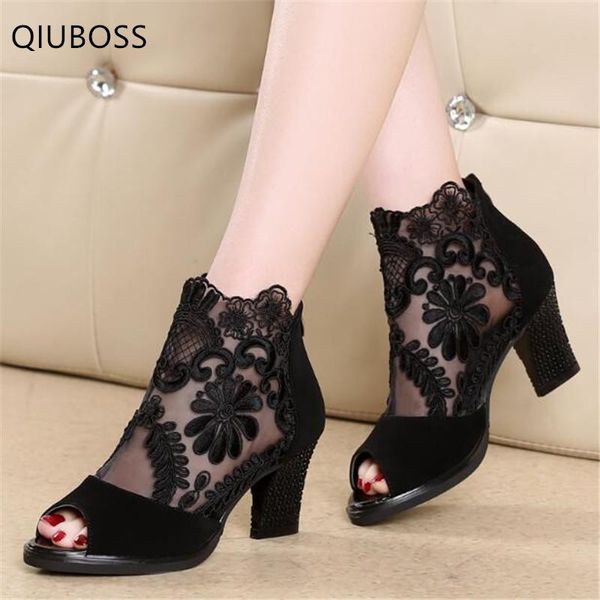 women shoes summer mesh peep toe sandals heels wild casual thick with lace breathable pumps q778, Black
women shoes summer mesh peep toe sandals heels wild casual thick with lace breathable pumps q778, Black