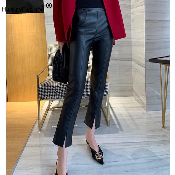 harleyfashion autumn winter luxury design women classic black leather pants pu slim casual women's & capris, Black;white
harleyfashion autumn winter luxury design women classic black leather pants pu slim casual women's & capris, Black;white