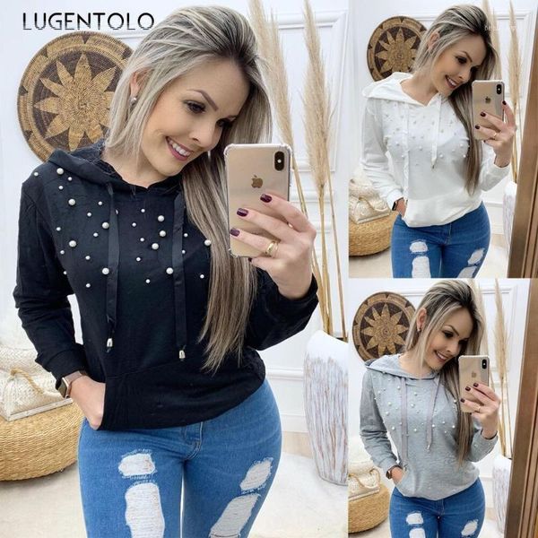 women's hoodies & sweatshirts lugentolo women autumn and winter fashion solid color long-sleeved beaded decorative hooded casual woman, Black
women's hoodies & sweatshirts lugentolo women autumn and winter fashion solid color long-sleeved beaded decorative hooded casual woman, Black
