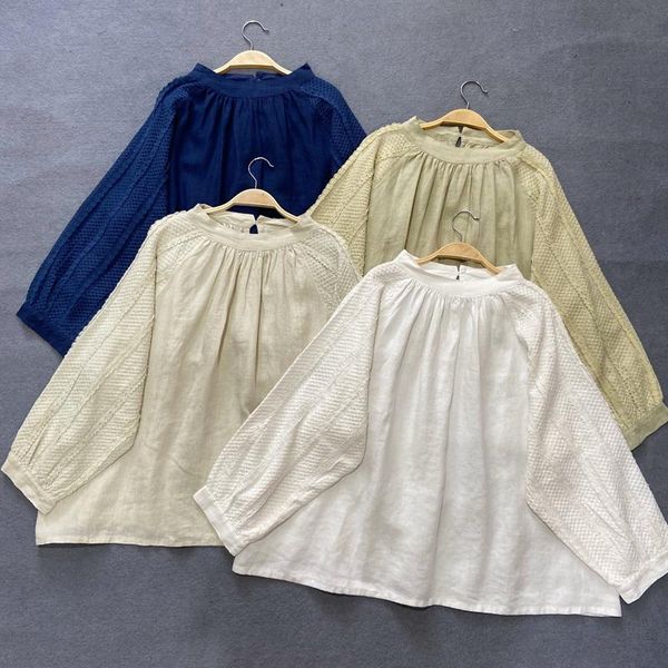 women's blouses & shirts johnature autumn mori linen women 2021 vintage o-neck embroidery loose solid color femle, White
women's blouses & shirts johnature autumn mori linen women 2021 vintage o-neck embroidery loose solid color femle, White