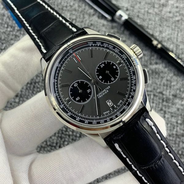 n quality right hand men premier 42mm dark gray dial rubber belt watch quartz chronograph leather strap floding clasp mens dress on wrist wa, Slivery;brown
n quality right hand men premier 42mm dark gray dial rubber belt watch quartz chronograph leather strap floding clasp mens dress on wrist wa, Slivery;brown