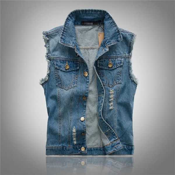 men's vests slim men denim vest light blue jeans jacket trendy hole oversized waistcoat sleeveless button coats cotton soft workout, Black;white
men's vests slim men denim vest light blue jeans jacket trendy hole oversized waistcoat sleeveless button coats cotton soft workout, Black;white