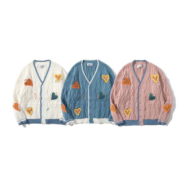 women's knits & tees ins japanese love jacquard cardigan sweater jacket women retro tide brand loose couple casual knitwear top, White
women's knits & tees ins japanese love jacquard cardigan sweater jacket women retro tide brand loose couple casual knitwear top, White