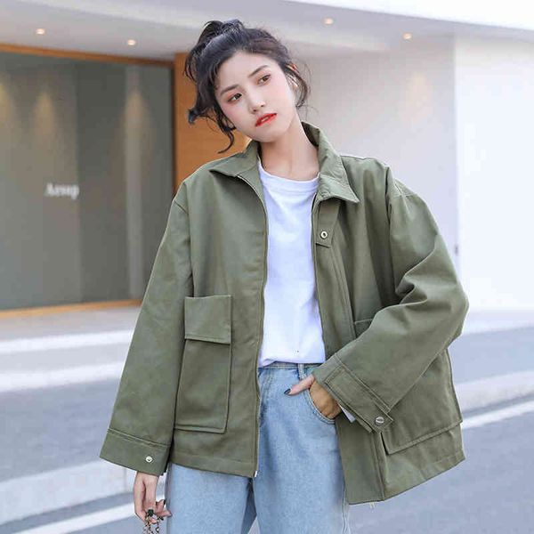 women's jackets ladies spring and autumn fashion all-match korean release work done with retro solid jacket tools h jgj1, Black;brown
women's jackets ladies spring and autumn fashion all-match korean release work done with retro solid jacket tools h jgj1, Black;brown