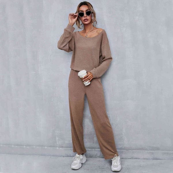 women knitted suits spring autumn long sleeve o-neck pullovers +full straight pants female casual knit track set 210524, White
women knitted suits spring autumn long sleeve o-neck pullovers +full straight pants female casual knit track set 210524, White