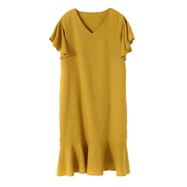 yellow v neck ruffle short sleeve midi dress kroean loose solid summer women female casual d1393 210514, Black;gray
yellow v neck ruffle short sleeve midi dress kroean loose solid summer women female casual d1393 210514, Black;gray