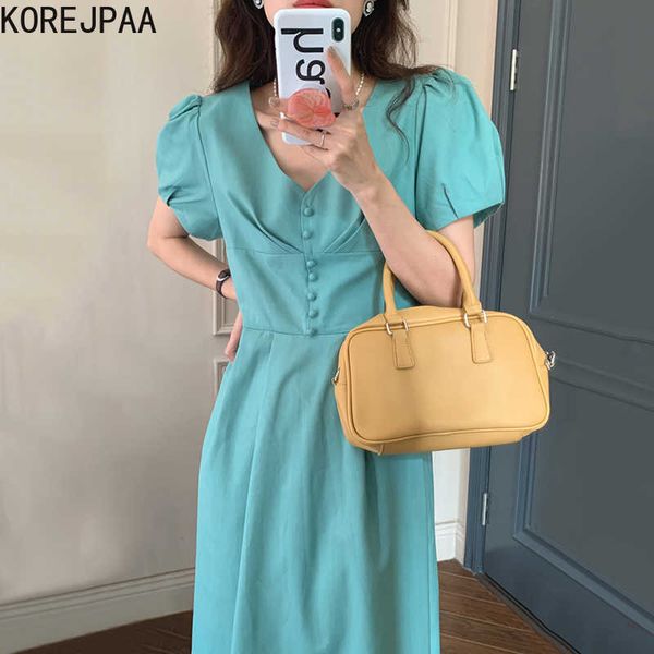 korejpaa women dress summer korea chic elegant temperament v neck pleated design slim single-breasted solid color dresses 210526, Black;gray
korejpaa women dress summer korea chic elegant temperament v neck pleated design slim single-breasted solid color dresses 210526, Black;gray