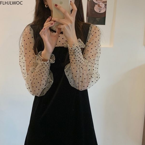 casual dresses chic korean fashion women spring winter long sleeve faux two piece patchwork sheer mesh black polka dot shirt vesit, Black;gray
casual dresses chic korean fashion women spring winter long sleeve faux two piece patchwork sheer mesh black polka dot shirt vesit, Black;gray