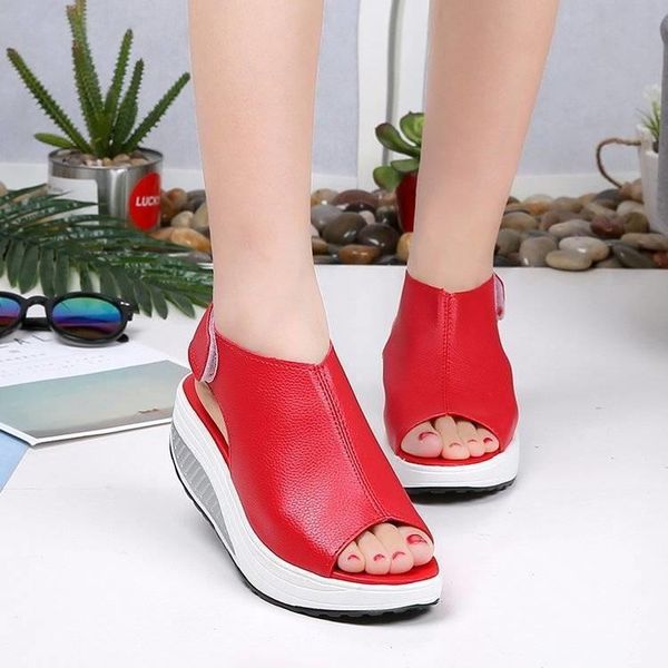 dress shoes summer red platform wedges sandals leather for women's swing peep toe casual women walk flats size 35-42, Black
dress shoes summer red platform wedges sandals leather for women's swing peep toe casual women walk flats size 35-42, Black