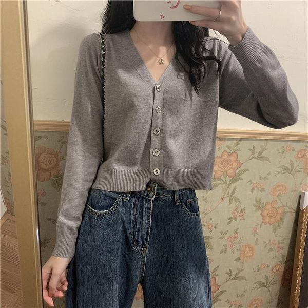 spring autumn v neck cardigan women sweater jacket long sleeve crop clothes female buttons thin gray white knitting women's knits & tee
spring autumn v neck cardigan women sweater jacket long sleeve crop clothes female buttons thin gray white knitting women's knits & tee