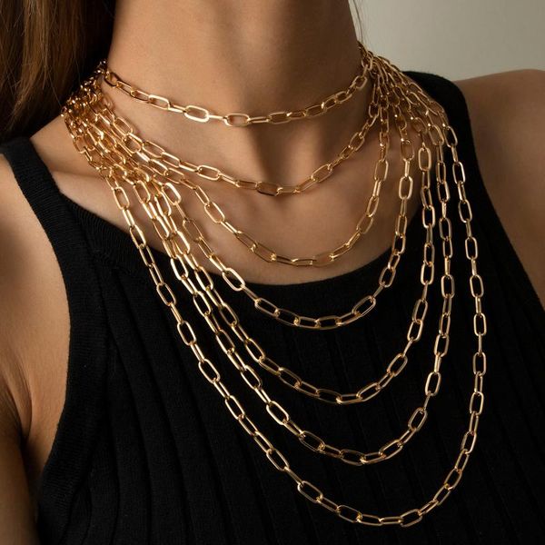 chokers exaggerated multi layer cross chain choker necklace for women steampunk aluminum jewelry charm accessories 2021, Golden;silver
chokers exaggerated multi layer cross chain choker necklace for women steampunk aluminum jewelry charm accessories 2021, Golden;silver