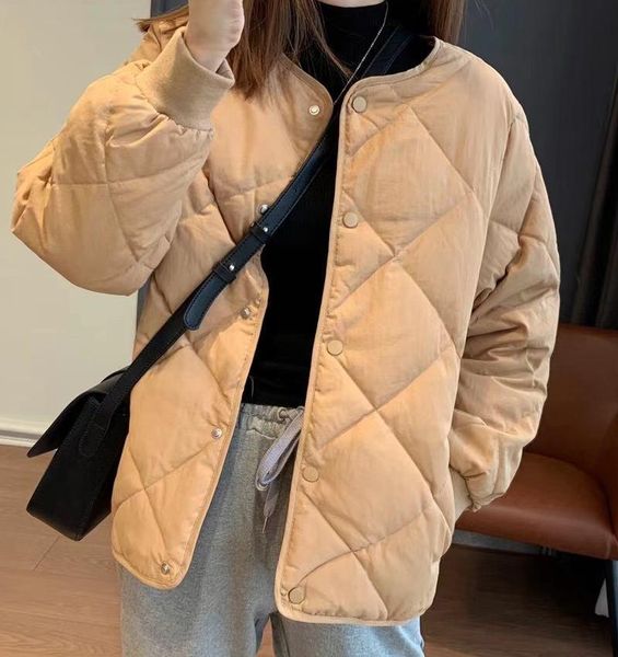 women's jackets women jacket 2021 autumn and winter simple diamond plaid loose solid color round neck down coat, Black;brown
women's jackets women jacket 2021 autumn and winter simple diamond plaid loose solid color round neck down coat, Black;brown