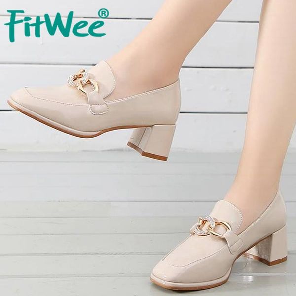 dress shoes fitwee women pumps square toe lady thick heels metal chain casual office footwear size 34-42, Black
dress shoes fitwee women pumps square toe lady thick heels metal chain casual office footwear size 34-42, Black