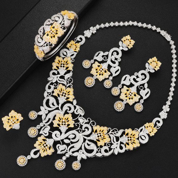 earrings & necklace kellybola 4pcs luxury cubic zirconia flower statement jewelry sets nigerian bridal fashion dubai wedding for women, Silver
earrings & necklace kellybola 4pcs luxury cubic zirconia flower statement jewelry sets nigerian bridal fashion dubai wedding for women, Silver