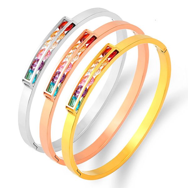 bangles bracelets seven color diamond inlaid titanium steel bracelet women's gold stainless jewelry, Black
bangles bracelets seven color diamond inlaid titanium steel bracelet women's gold stainless jewelry, Black