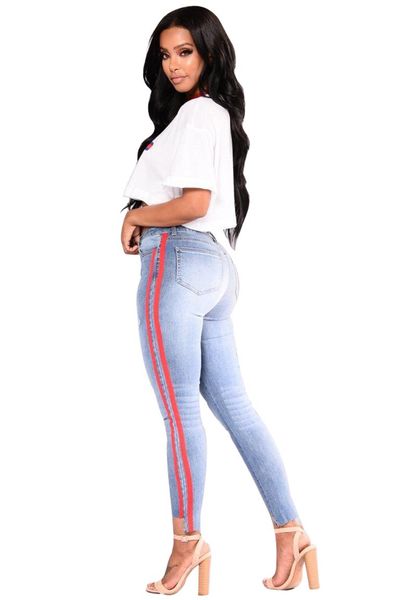 fashion women athlete jeans - blue/red with side stripe full stretch skinny women's
fashion women athlete jeans - blue/red with side stripe full stretch skinny women's