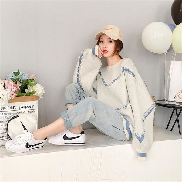 sweater female loose autumn and winter korean version wear clothes thickening 210427, White;black
sweater female loose autumn and winter korean version wear clothes thickening 210427, White;black