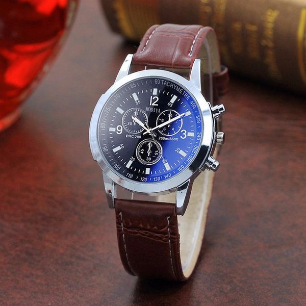 wristwatches blue light glass belt men's watch quartz, Slivery;brown
wristwatches blue light glass belt men's watch quartz, Slivery;brown