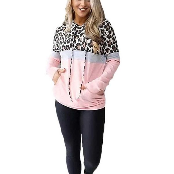 women's hoodies & sweatshirts pink hooded coats casual tie collar hoody long sleeve leopard printed patchwork wdc6078, Black
women's hoodies & sweatshirts pink hooded coats casual tie collar hoody long sleeve leopard printed patchwork wdc6078, Black