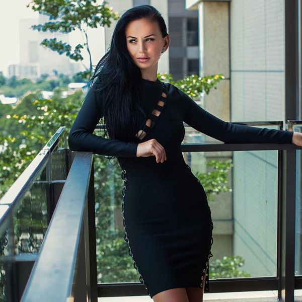 casual dresses lace up cut out long sleeve bandage round neck side slit mini sheath dress, Black;gray
casual dresses lace up cut out long sleeve bandage round neck side slit mini sheath dress, Black;gray