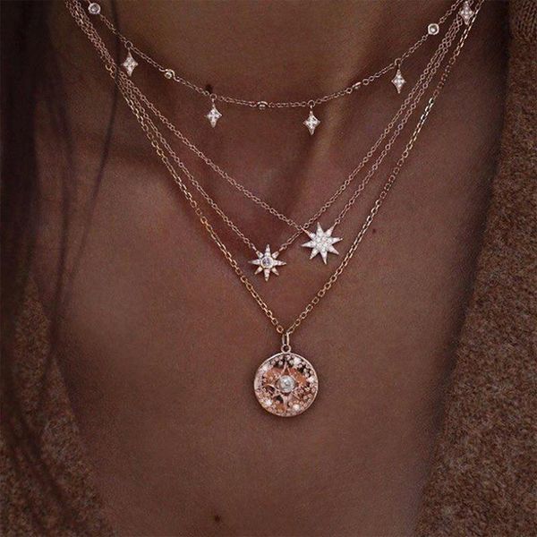 pendant necklaces multi-layers rhinestone star pendants for women summer beach vacation gold chain neck jewelry nt229, Silver
pendant necklaces multi-layers rhinestone star pendants for women summer beach vacation gold chain neck jewelry nt229, Silver