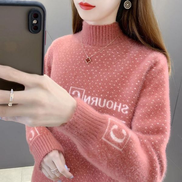 women's sweaters ebaihui sweater women letter print half high collar sweet korean fashion loose knitted faux mink cashmere winter femal, White;black
women's sweaters ebaihui sweater women letter print half high collar sweet korean fashion loose knitted faux mink cashmere winter femal, White;black