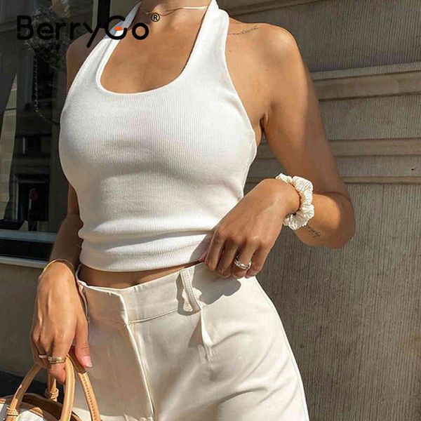 berrygo sleeveless women crop slim chic soild color halter ladies summer knit short vest female culb wear 210513, White
berrygo sleeveless women crop slim chic soild color halter ladies summer knit short vest female culb wear 210513, White