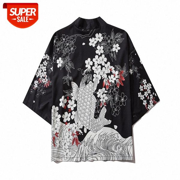japanese ukiyo-e wave carp cherry blossom kimono shirt chinese style literature and art three-quarter sleeve robe for men women #u95l, White;black
japanese ukiyo-e wave carp cherry blossom kimono shirt chinese style literature and art three-quarter sleeve robe for men women #u95l, White;black
