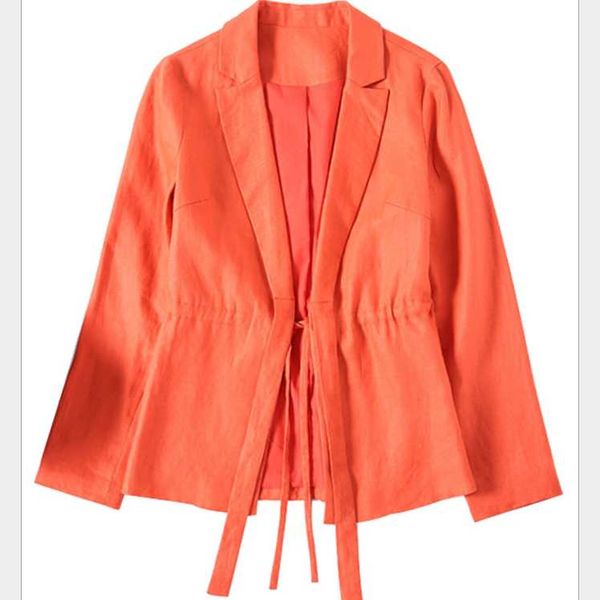 women's jackets ivory white orange color linen spring autumn lady coat solid belt retro style notched jacket woman's pleated casua, Black;brown
women's jackets ivory white orange color linen spring autumn lady coat solid belt retro style notched jacket woman's pleated casua, Black;brown