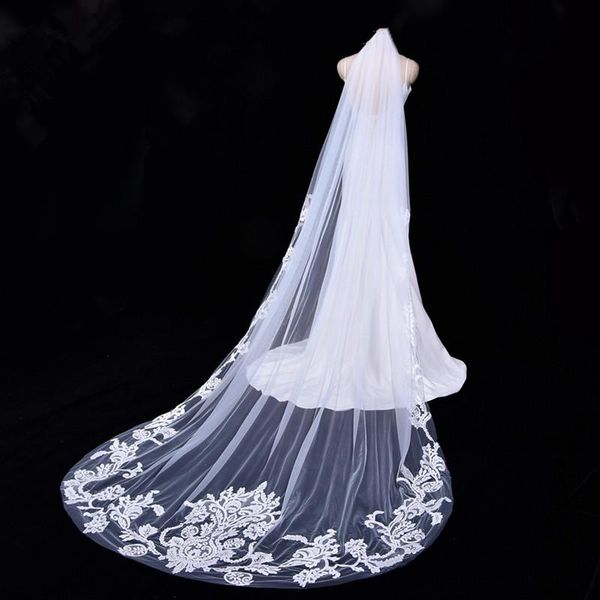 bridal veils 3 meter cathedral wedding long lace edge veil with comb accessories bride mantilla dress, Black 
bridal veils 3 meter cathedral wedding long lace edge veil with comb accessories bride mantilla dress, Black