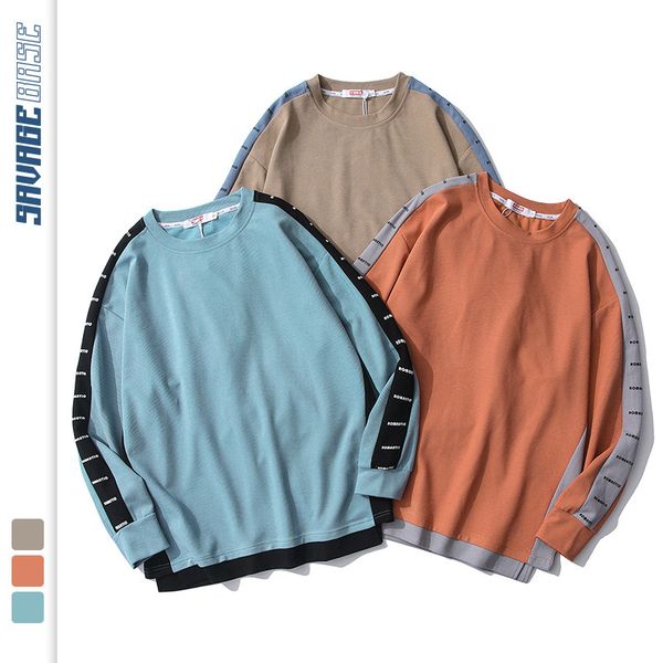 2021 spring and autumn fashion korean color matching round neck t-shirt men's casual loose large size long sleeve bottomed shirt, White
2021 spring and autumn fashion korean color matching round neck t-shirt men's casual loose large size long sleeve bottomed shirt, White