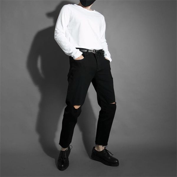 men's pants spring and autumn dark black korean version slim broken hole beggar wool edge jeans nine casual
men's pants spring and autumn dark black korean version slim broken hole beggar wool edge jeans nine casual