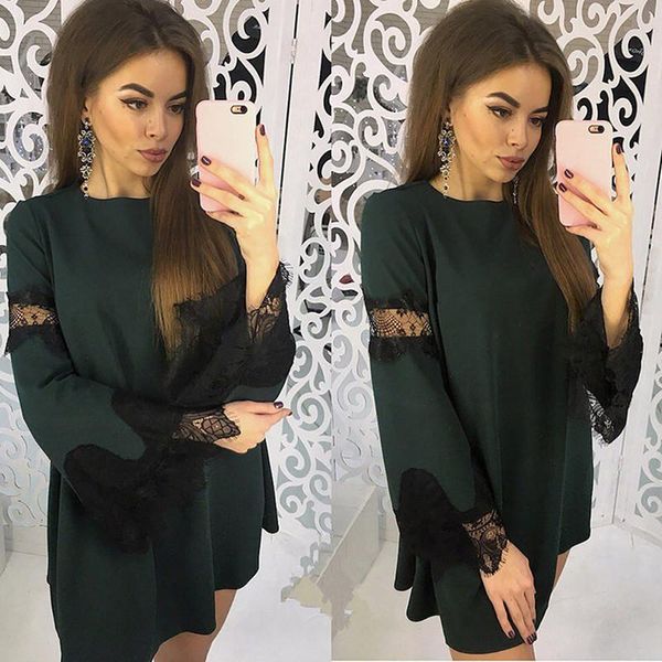 casual dresses autumn 2021 lace stitching women dress fashion o-neck long sleeve flare mini, Black;gray
casual dresses autumn 2021 lace stitching women dress fashion o-neck long sleeve flare mini, Black;gray