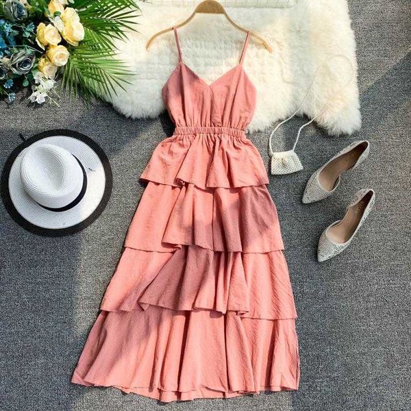 spring women sling v collar sleeveless layer cake dress female solid color strap vintage elegant fringed dresses 210601, Black;gray
spring women sling v collar sleeveless layer cake dress female solid color strap vintage elegant fringed dresses 210601, Black;gray