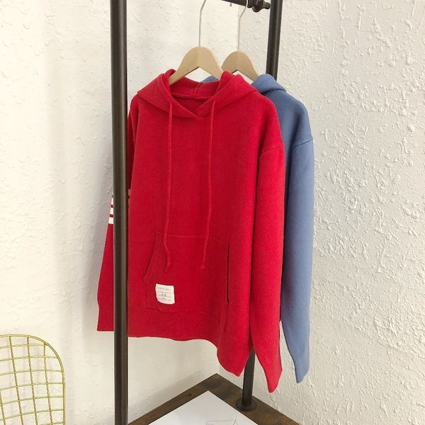 1250tb sweater college hood women's four bar stripe pullover net red loose lazy coat, White
1250tb sweater college hood women's four bar stripe pullover net red loose lazy coat, White