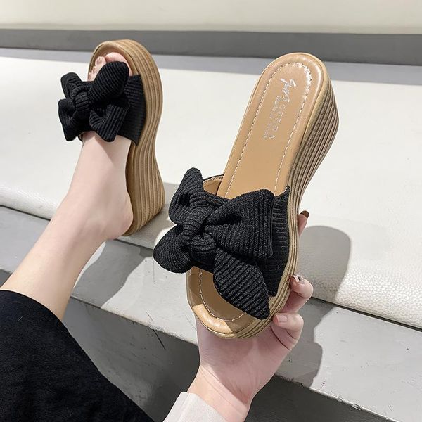 slippers on a wedge shoes house platform slides low butterfly-knot hoof heels rome cotton fabric pu basic, Black
slippers on a wedge shoes house platform slides low butterfly-knot hoof heels rome cotton fabric pu basic, Black