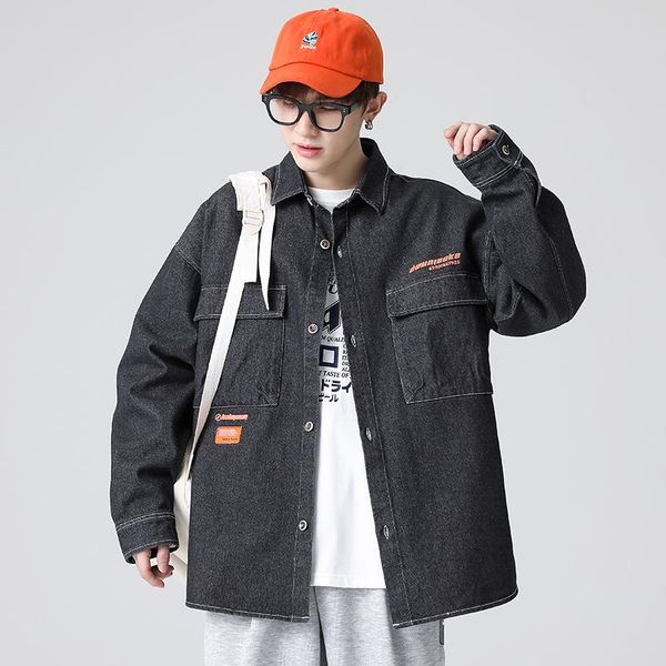 preppy style men fashion clothing trends denim shirts 2021 spring autumn japanese streetwear blue black casual men's, White;black
preppy style men fashion clothing trends denim shirts 2021 spring autumn japanese streetwear blue black casual men's, White;black