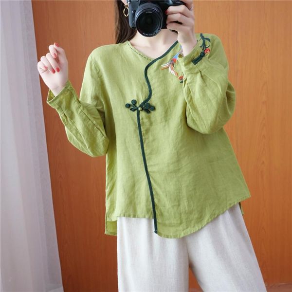 women's blouses & shirts spring autumn arts style women loose long sleeve v-neck blouse all-matched cotton linen floral embroidery casu, White
women's blouses & shirts spring autumn arts style women loose long sleeve v-neck blouse all-matched cotton linen floral embroidery casu, White