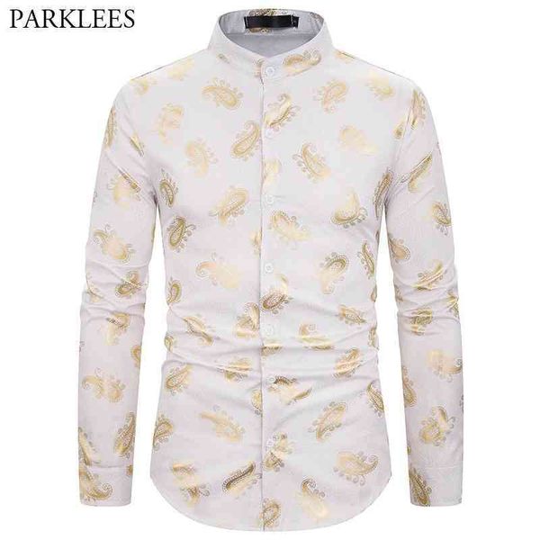 stylish paisley gold print party shirt men brand banded collar slim fit dress shirts mens nightclub weeding dinner chemise 210522, White;black
stylish paisley gold print party shirt men brand banded collar slim fit dress shirts mens nightclub weeding dinner chemise 210522, White;black
